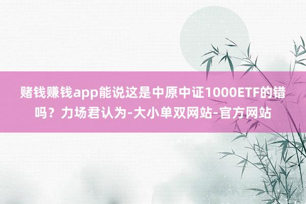 赌钱赚钱app能说这是中原中证1000ETF的错吗？力场君认为-大小单双网站-官方网站