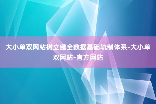 大小单双网站树立健全数据基础轨制体系-大小单双网站-官方网站