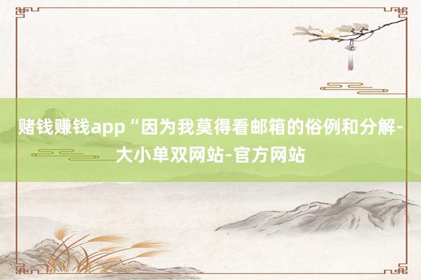 赌钱赚钱app“因为我莫得看邮箱的俗例和分解-大小单双网站-官方网站