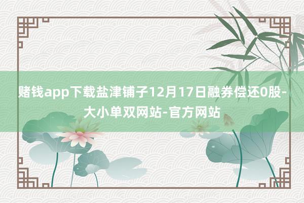 赌钱app下载盐津铺子12月17日融券偿还0股-大小单双网站-官方网站